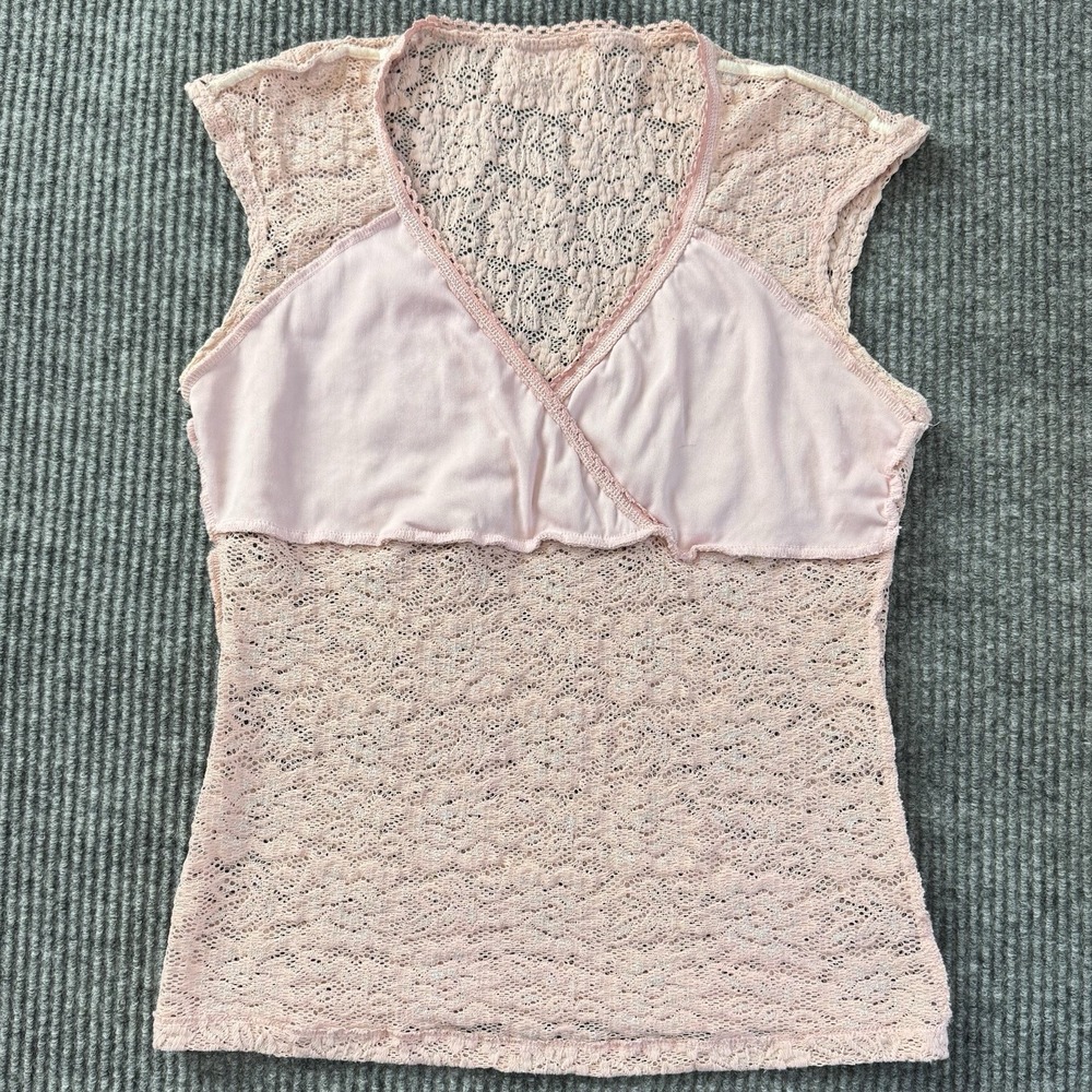 Byer Pink Lace Top Women Small Boho Fairy Grunge Festival Y2K Coquette Vintage - Picture 6 of 9